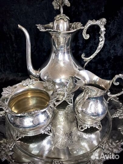 Сервиз чайный антикварный, серебрение, Англия
