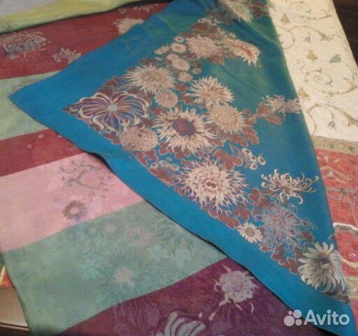 Покрывало шёлк 50 года СССР, платки посадские