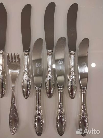 Ножи для рыбы масла лимона мельхиор Пламя