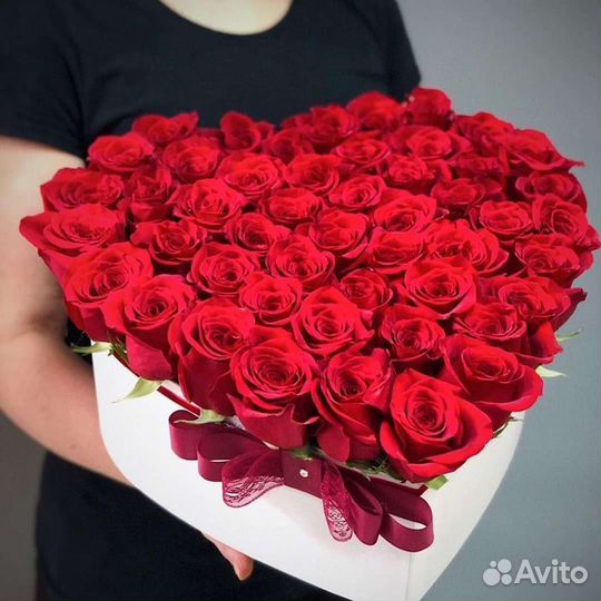 Букет роз в форме сердца