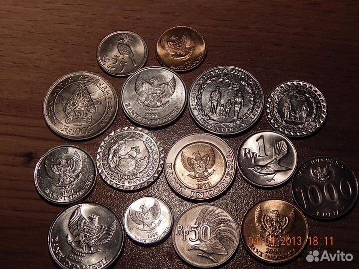 Индонезия 15 монет UNC фао, биометалл