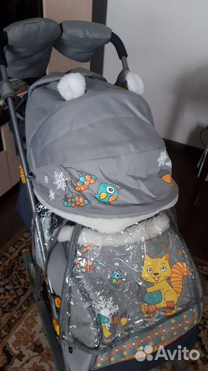 Детские санки коляска с колесами