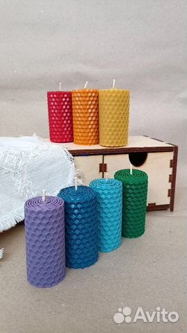 Чакровые свечи из вощины (в наборе 7 свечей)