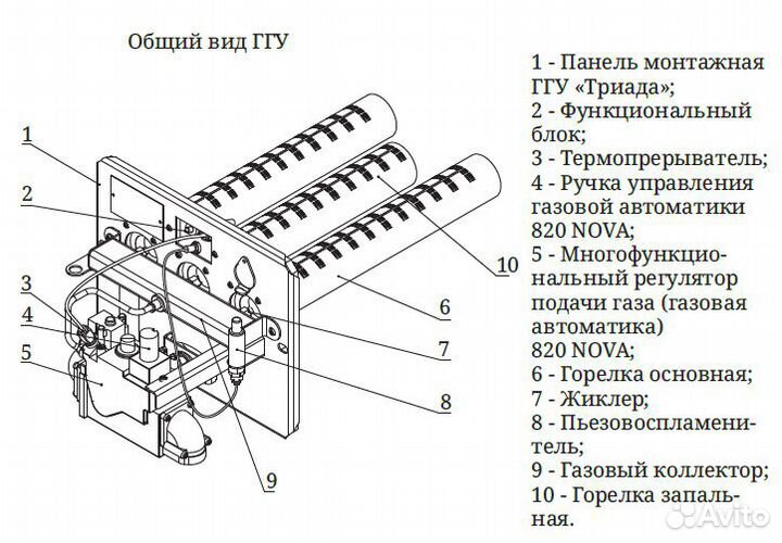 Газогорелочное устройство Триада, для банных печей