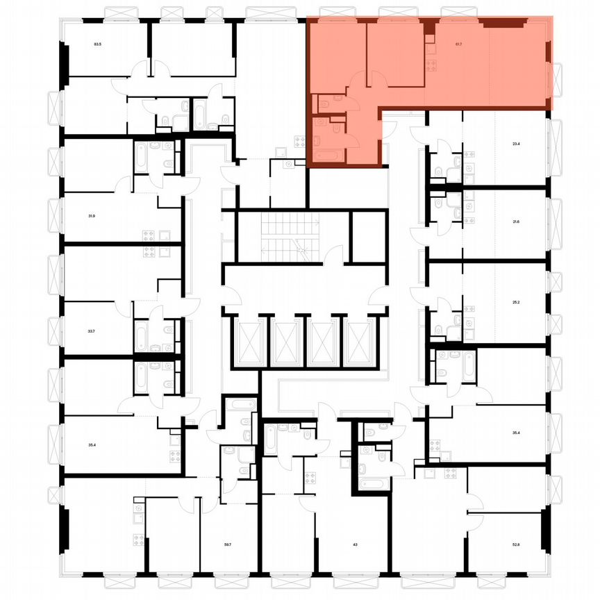 2-к. квартира, 61,7 м², 16/26 эт.