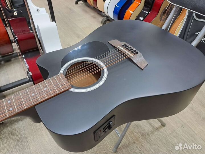 Гитара 12струнная электроакустическая чёрная