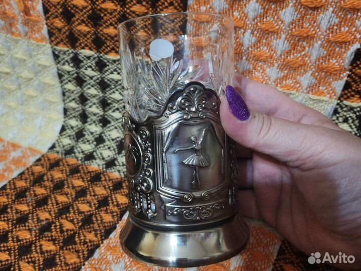 Подстаканник и стакан хрусталь мельхиор