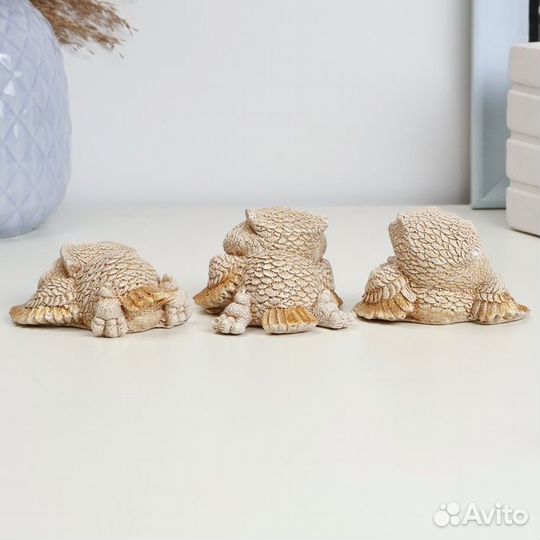 2 шт. Набор фигур 'Три совы' бежевые, 5см