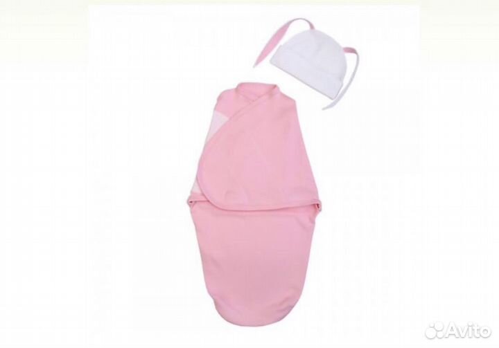 Конверт на липучке розовый и шапочка