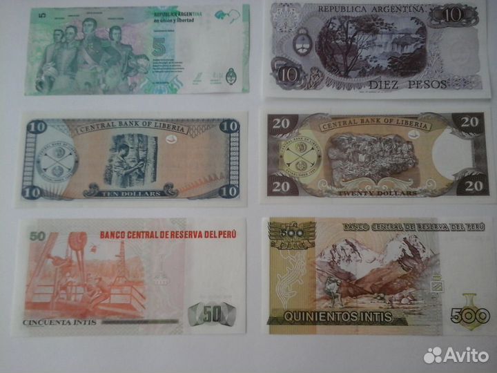 Коллекция из 17 банкнот разных стран UNC пресс