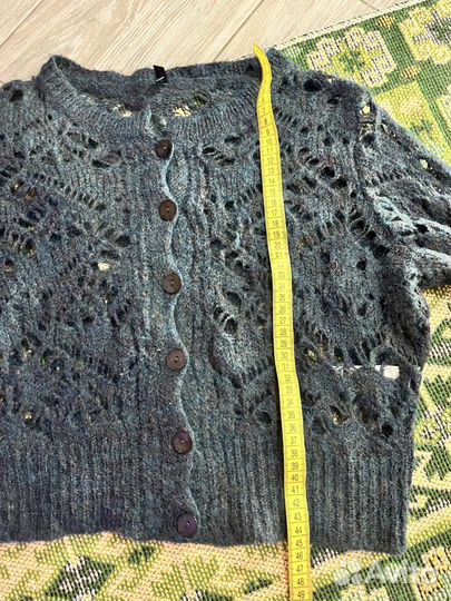 Вязаная кружевная кофта свитер мохер и шерсть бохо