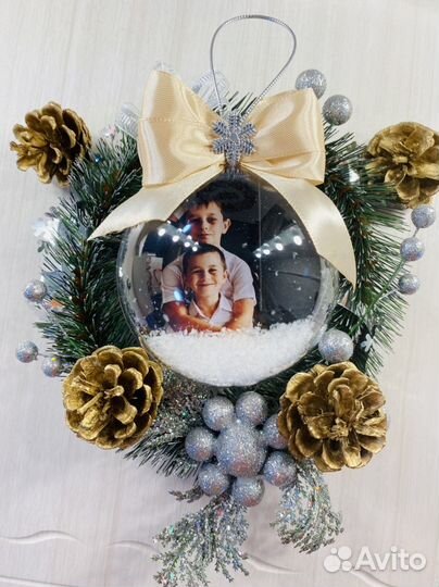 Ёлочные шары с фотографией внутри, Фотошар