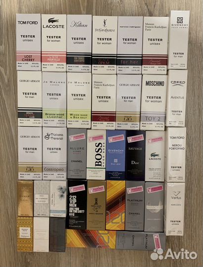 Тестеры парфюмерии мужские женские унисекс