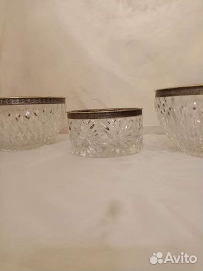 Конфетница вазы хрусталь мельхиор СССР