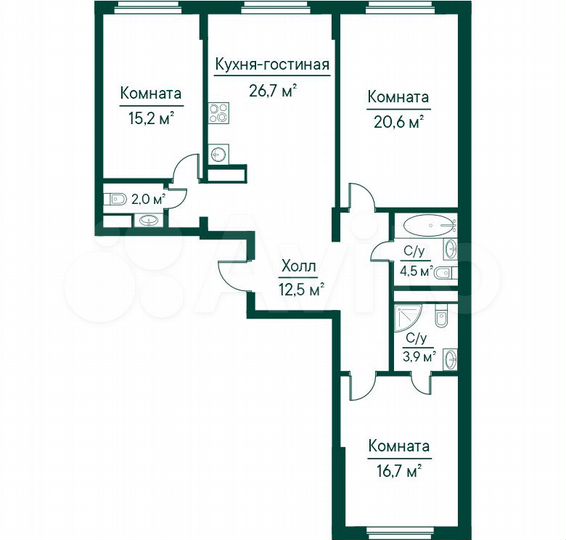 3-к. квартира, 102 м², 15/29 эт.