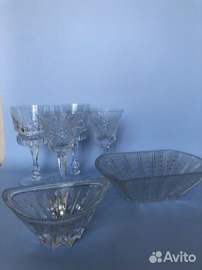 Хрустальная посуда СССР, ваза, тарелки