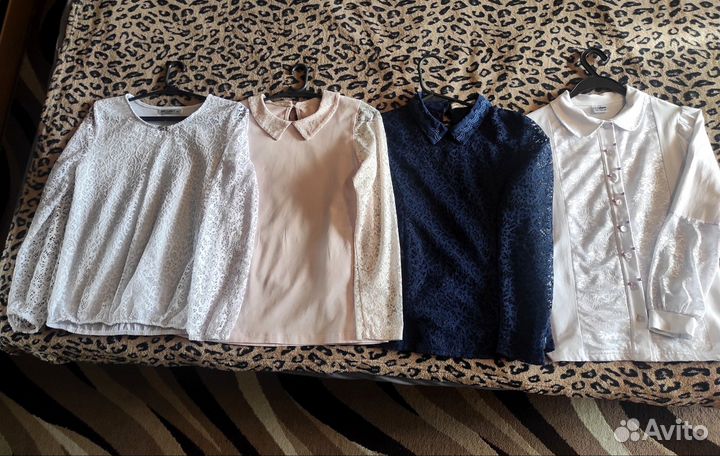 Блузки рубашки школьные для девочки 140-146