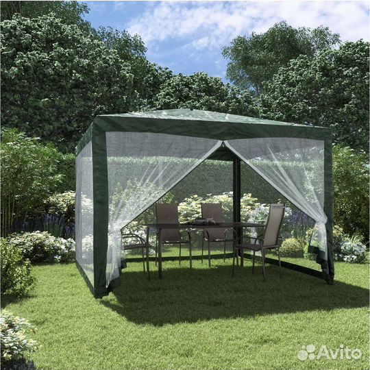 Шатер садовый 3х3 м зелёный, антимоскитная сетка