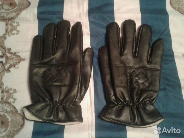 Мужские кожаные перчатки зимние