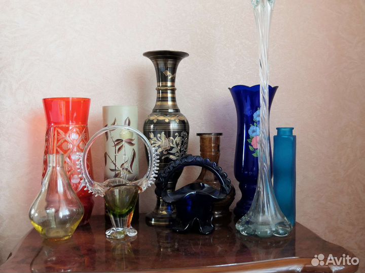 Фруктовницы, вазочки СССР, цветное стекло