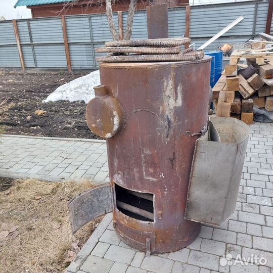 Печь для бани с баком б/у из трубы