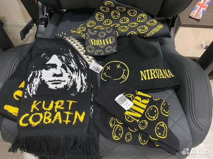 Шапка шарф носки бандана нашивка Набор nirvana