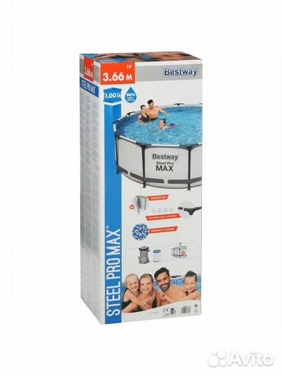 Бассейн 366х100 + фильтр + лестница Bestway 56418