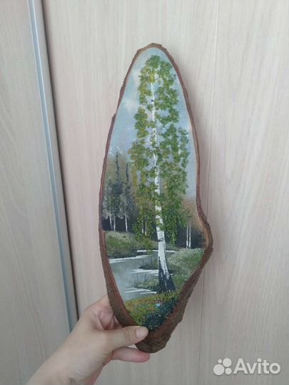 Картина ручной работы. Каменная роспись на дереве