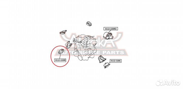 Подушка двигателя правая asva 0112-J100R
