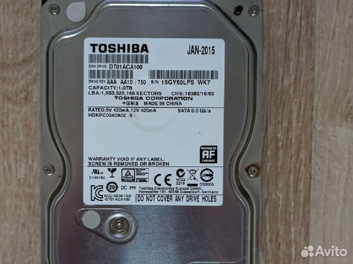 Жесткий диск Toshiba 3.5