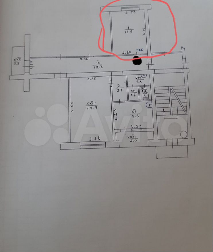 Комната 12 м² в 1-к., 2/5 эт.