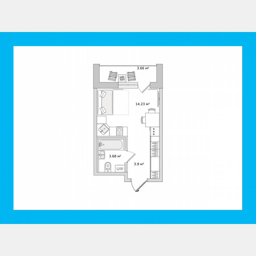 Квартира-студия, 21,6 м², 20/21 эт.