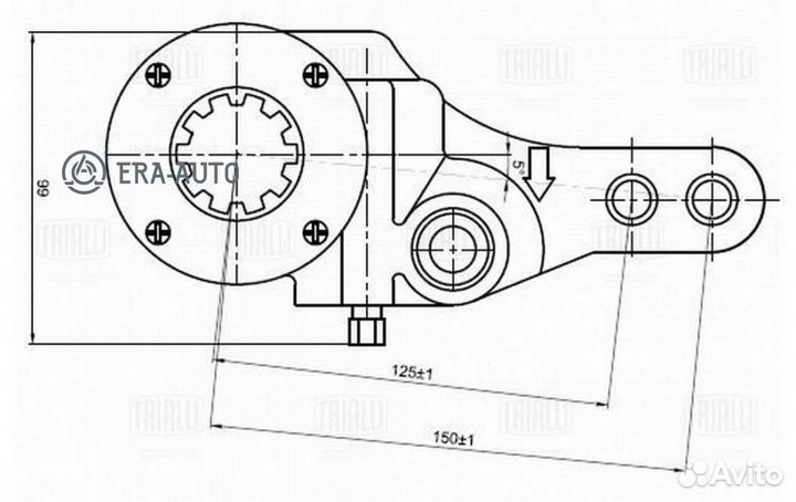 Trialli ZF0725 Рычаг торм. рег. мех. (трещотка) для а/м маз зад. лев. (эволв. шлиц) (ZF 0725)