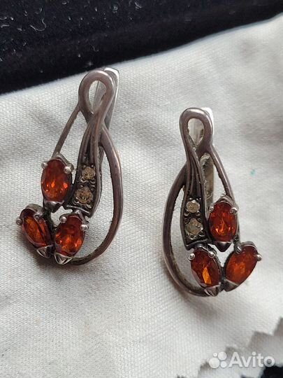 Серьги серебро с гранатом