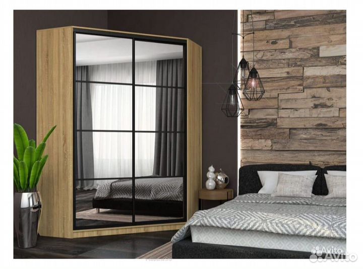 Угловой шкаф-купе Лофт фасад зеркало 3г