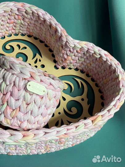 Трикотажная корзинка, интерьерная корзина