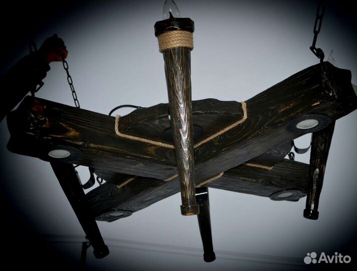 Светильник, люстра из дерева под старину