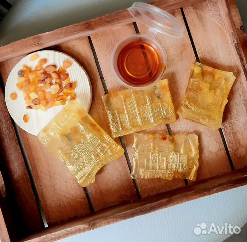 Сувенирное мыло натуральное с янтарём