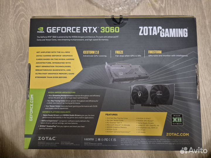 Новая Видеокарта Zotac nvidia GeForce RTX 3060 на