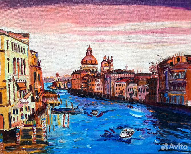 Картина маслом Венеция холст 30 на 24 см