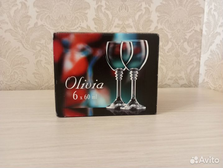 Новые рюмки Bohemia Olivia для ликёра, 6шт