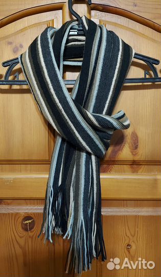 Шарф мужской кашемир, длинный, с бахромой