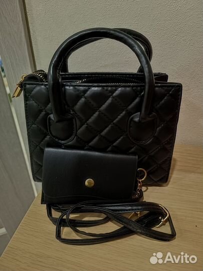 Сумка маленькая черная экокожа