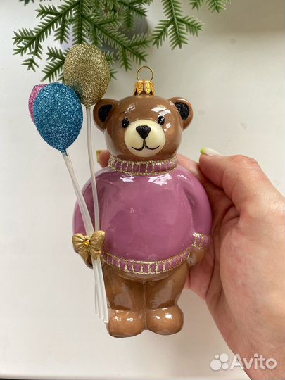 Елочная игрушка Мишка с шариками