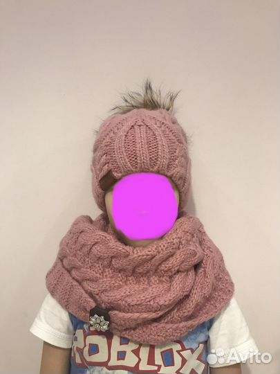 Комплект шапка и снуд женский