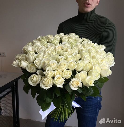 Белые розы. 25 роз. 51 роза. 101 роза