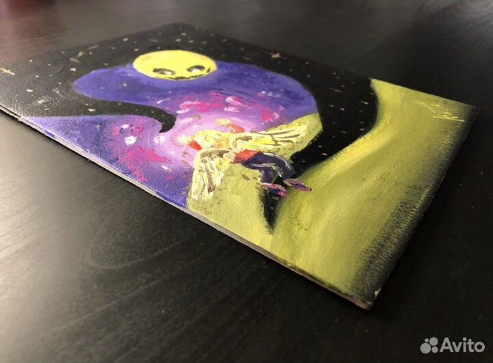 Картина «Ангел Ночи» маслом. Миниатюра на картоне