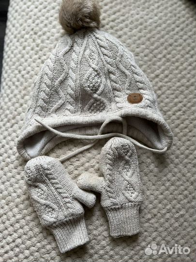 Комплект шапка варежки hm