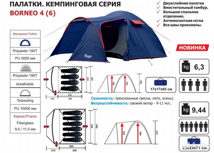 Палатка borneo-4 premier