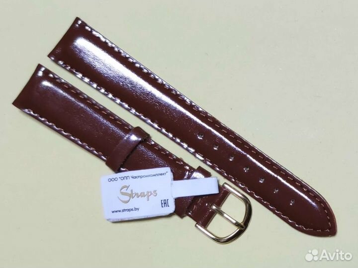 Ремешок д/часов 18мм кожа Straps Беларусь коричнев